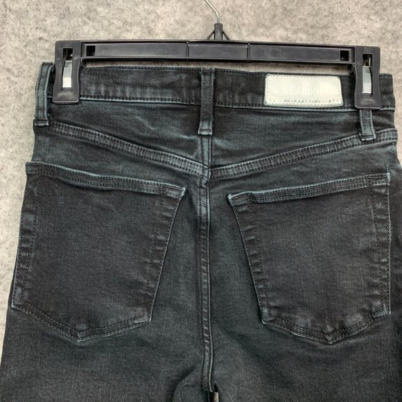 Re/Done Jeans 90s High Rise Ankle Crop Women's 26 Washed Noir Button Fly Denim - Picture 9 of 14